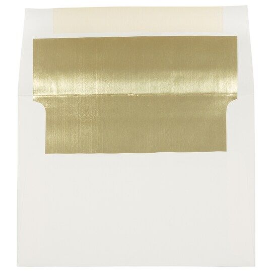 a piece of white paper with gold foil on the bottom and one sheet is folded in half