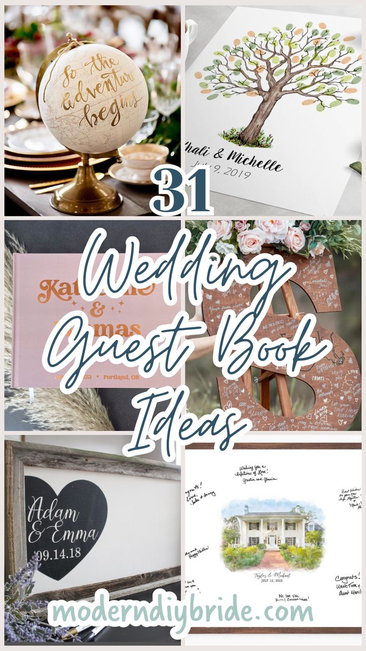 wedding guest book ideas for the bride and groom to use on their wedding day or reception