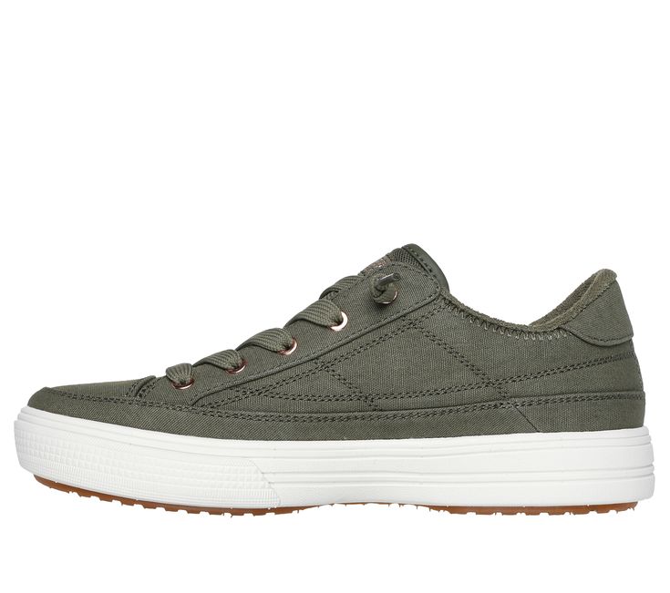 Stroll through the day in amazing cushioned comfort wearing Skechers Street Arch Fit Arcade - Meet Ya There. This easy-wearing design features a canvas upper with decorative laces, removable Arch Fit insole and a lightweight cushioned midsole. | Skechers Women's Arch Fit Arcade - Meet Ya There Sneaker | Medium Width | Patented Skechers Arch Fit insole system with podiatrist-certified arch support | Podiatrist-designed shape developed with 20 years of data and 120, 000 unweighted foot scans | Rem Lace-up Sneakers With Arch Support For Errands, Lace-up Workout Sneakers With Arch Support, Low-top Textile Sneakers With Arch Support, Outdoor Slip-on Sneakers With Arch Support, Sketchers Arch Fit, Olive Style, Summer Clearance Sale, Summer Clearance, Skechers Women