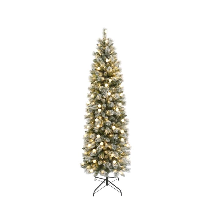 a white christmas tree with lights on it