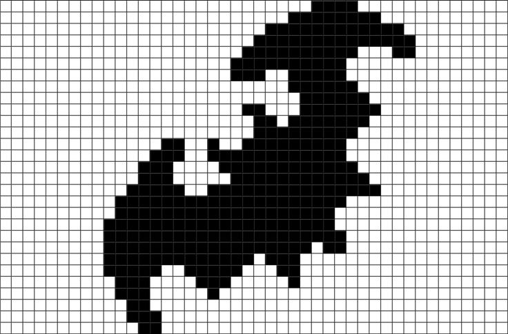 a black and white cross stitch pattern with an image of a horse