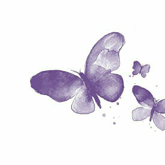 two purple butterflies flying next to each other on a white background with watercolor effect