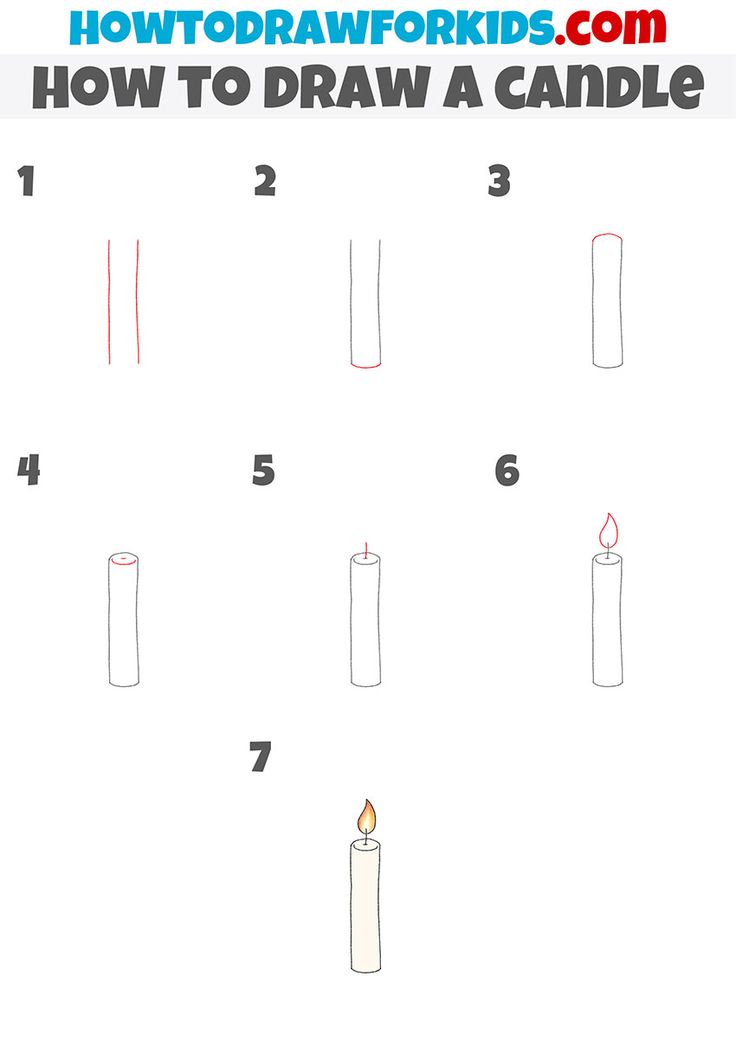 how to draw a candle step by step instructions for kids and beginners with pictures