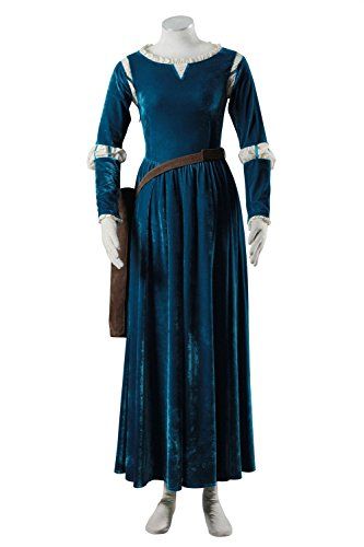 a blue dress with white trims and sleeves