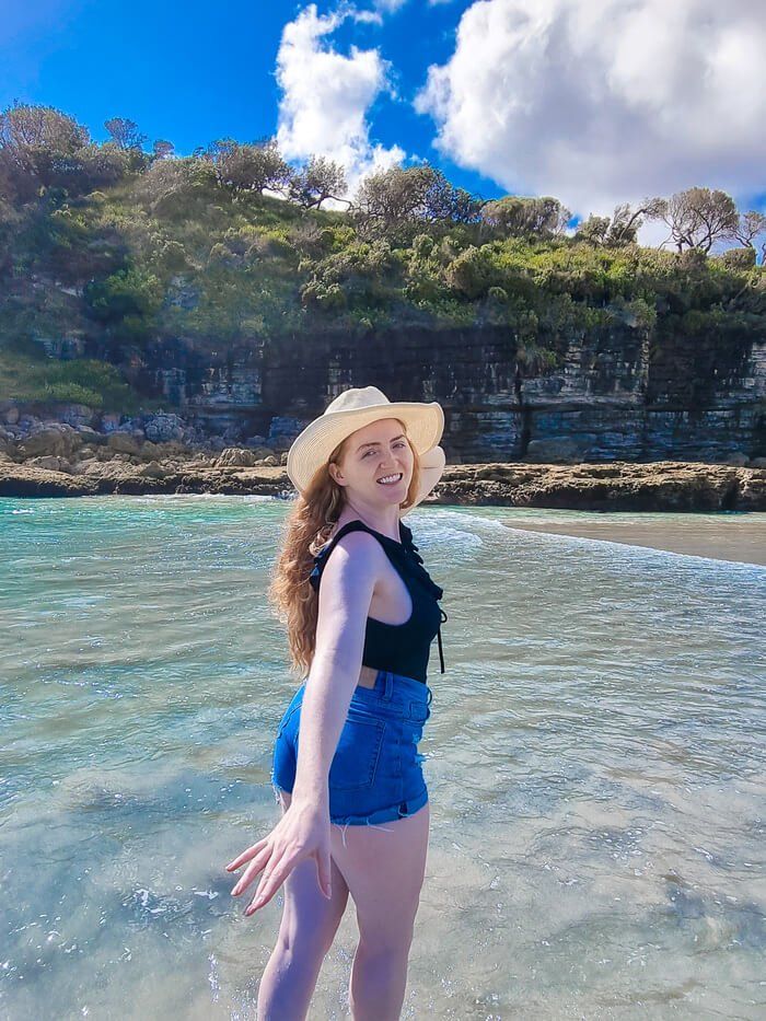 girl in the water at caves beach in jervis bay NSW Hyams Beach, East Coast Australia, Campervan Travel, Coogee Beach, Bronte Beach, Jervis Bay, White Sand Beaches, Aesthetic Landscape, Manly Beach