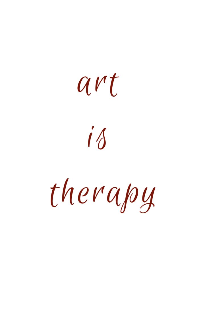 the words art is therapy written in red ink