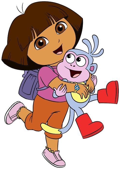 a cartoon girl carrying a stuffed animal in her arms