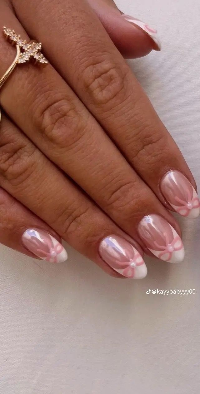 Cute Nail Inspo For Spring, Loveshackfancy Nails, Nail Designs Natural Nails Short, Waitress Nails, Pink Aesthetic Nails Acrylic, Cute Dainty Nails, Love Shack Fancy Nails, Nail Inpos Ideas, Nails For Spain