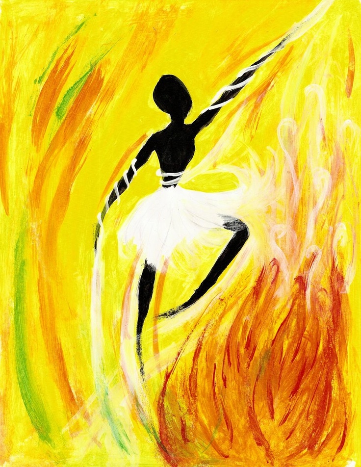 an abstract painting of a woman in white and yellow