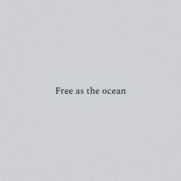 the words free as the ocean are black and white