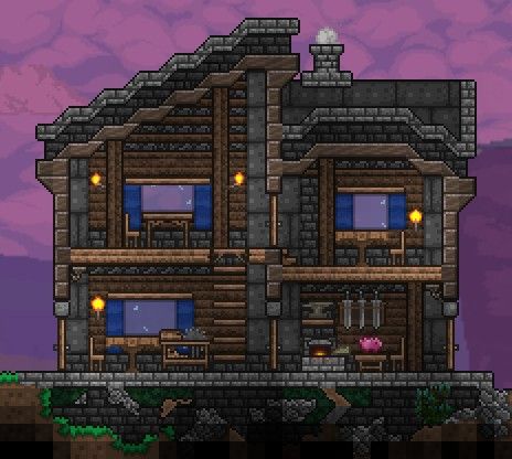 an old - fashioned house is shown in pixel art