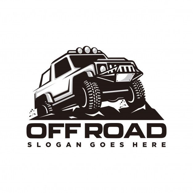 the off road logo is shown in black and white, with a truck on it