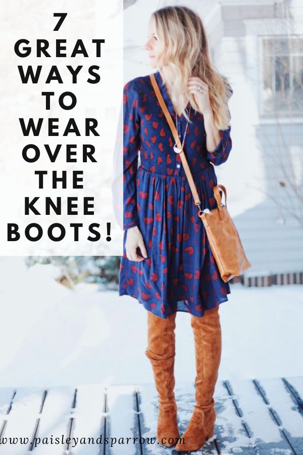 Here are 7 great outfit ideas for over the knee boots! Casual and dressy outfits that will work for lots of occasions. You can wear over the knee boots and still look classy with these outfits! Womens Above The Knee Boots, What To Wear With Over The Knee Boots, Over Knee Boots Work Outfit, Over The Knee Tan Boots Outfit, Thigh High Boots Outfit Spring, Outfits With Brown Over The Knee Boots, Over The Knee Boots Outfit 2022, Black Dress With Over The Knee Boots, Over The Knee Boot Work Outfit