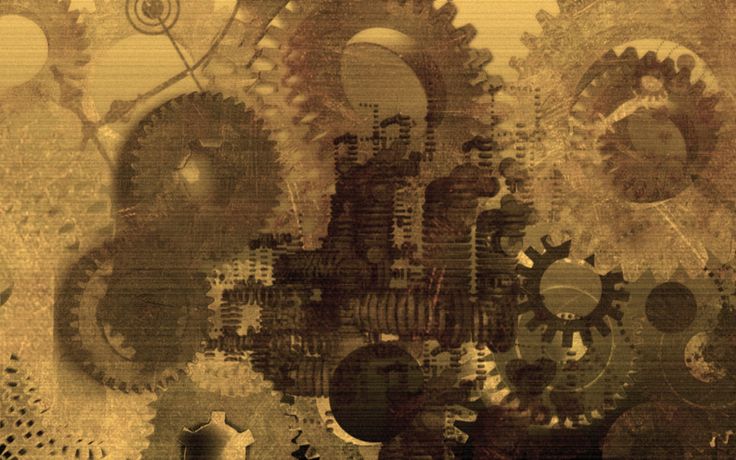 an abstract image of gears in sepia tones