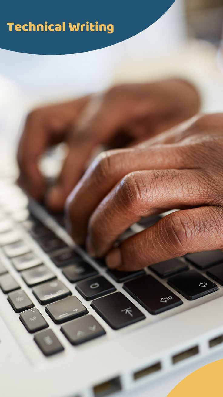 a close up of a person typing on a laptop keyboard with the words technical writing above it