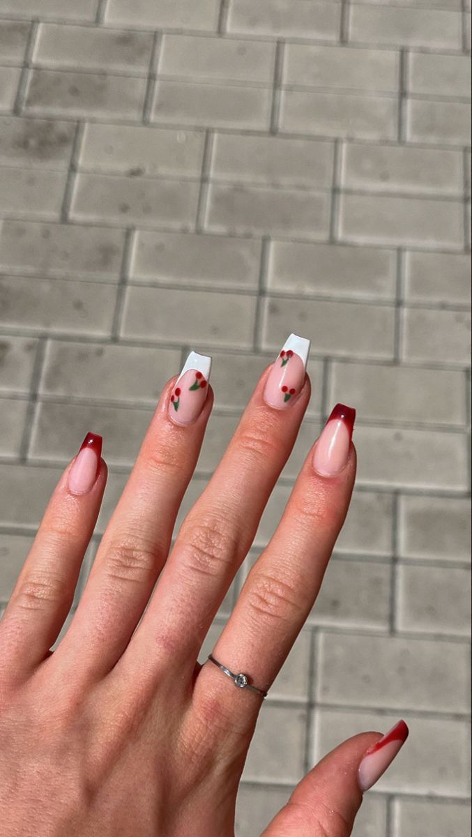 Cherry Nails, Summery Nails, Girly Acrylic Nails, Classy Acrylic Nails, Coffin Shape Nails, Acrylic Nails Coffin Short, Pretty Acrylic Nails, Best Acrylic Nails, Square Nails