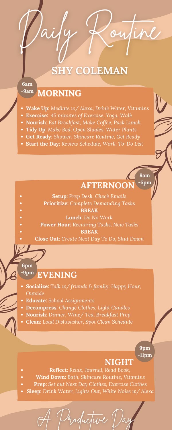 Planner Setup Ideas, Night Habits, Healthy Day Routine, Healthy Routine Daily, Daily Routine Habits, Morning Routines List, Daily Routine Schedule, Morning Routine Productive, 5am Club