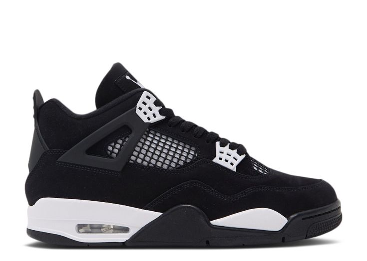 Jordan 4 Retro 'White Thunder' - Air Jordan - FQ8138 001 - black/white/black Affordable Shoes For Women Sneakers, Jordan 4s White Thunder, New Jordans Shoes 2024, Cheap Jordan 4, White Jordans 4s, Black And White Jordan 4’s, Black Jordan 4’s, White Thunder Jordan 4, Black Shoes Jordans