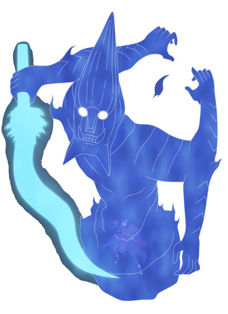 an image of a blue creature with horns on it's head and hands in the air