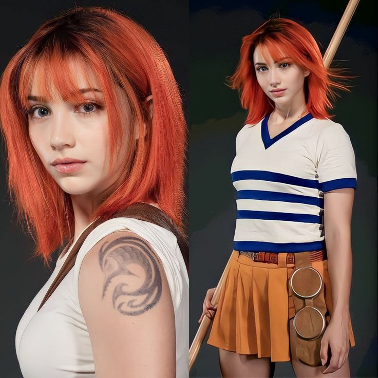 two women with red hair and tattoos on their arms, one is holding a baseball bat