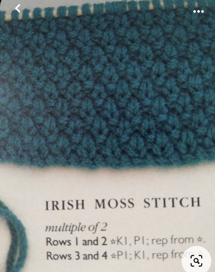 the irish moss stitch is made up of two rows of yarn and 2 ply