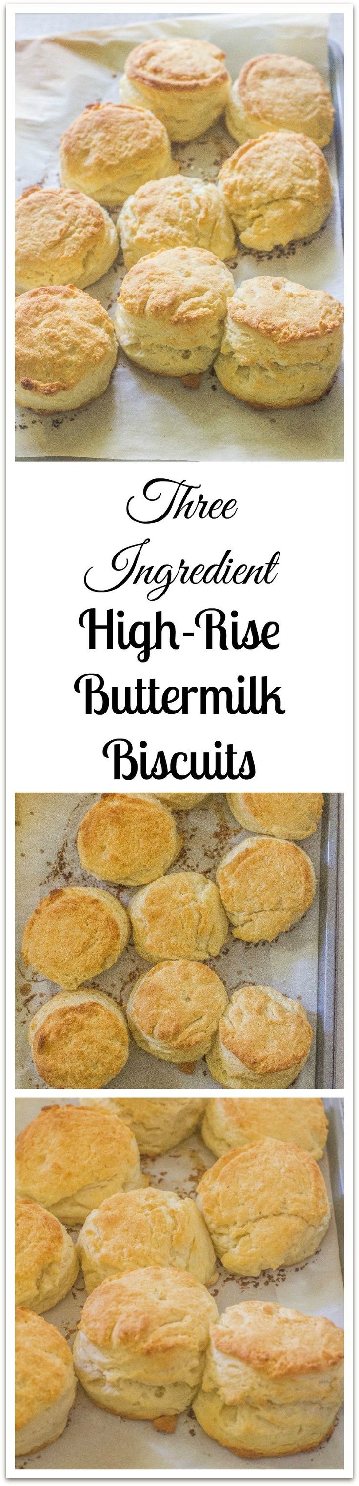 there are three different images of biscuits on the baking sheet, and one shows them being baked