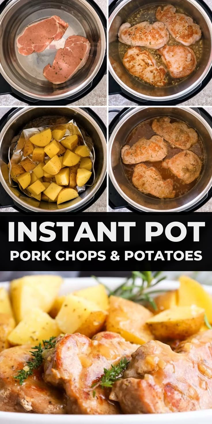 the instant pot pork chops and potatoes are ready to be cooked