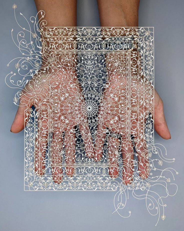 two hands are shown with intricate designs on them