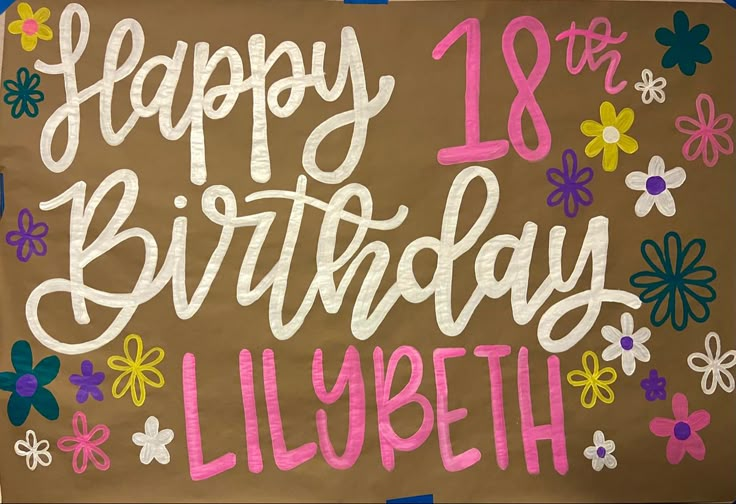 Brown Craft Paper Birthday Sign, Happy Birthday Posters Banners, Happy Birthday Sign Aesthetic, Butcher Paper Signs Birthday Parties, Happy Birthday Signs Poster, Happy Birthday Butcher Paper Sign, Craft Paper Birthday Sign, 21st Birthday Painted Banner Ideas, Sweet 16 Banner Ideas