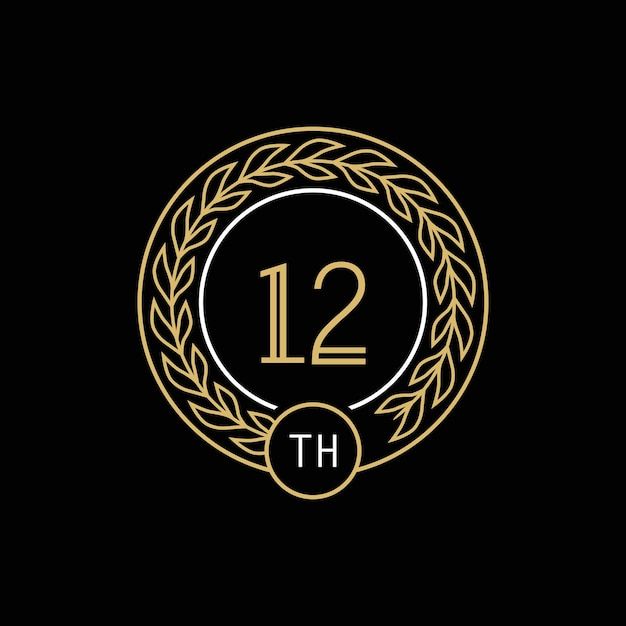 the logo for fifteen th anniversary is gold and black with a laurel wreath around it