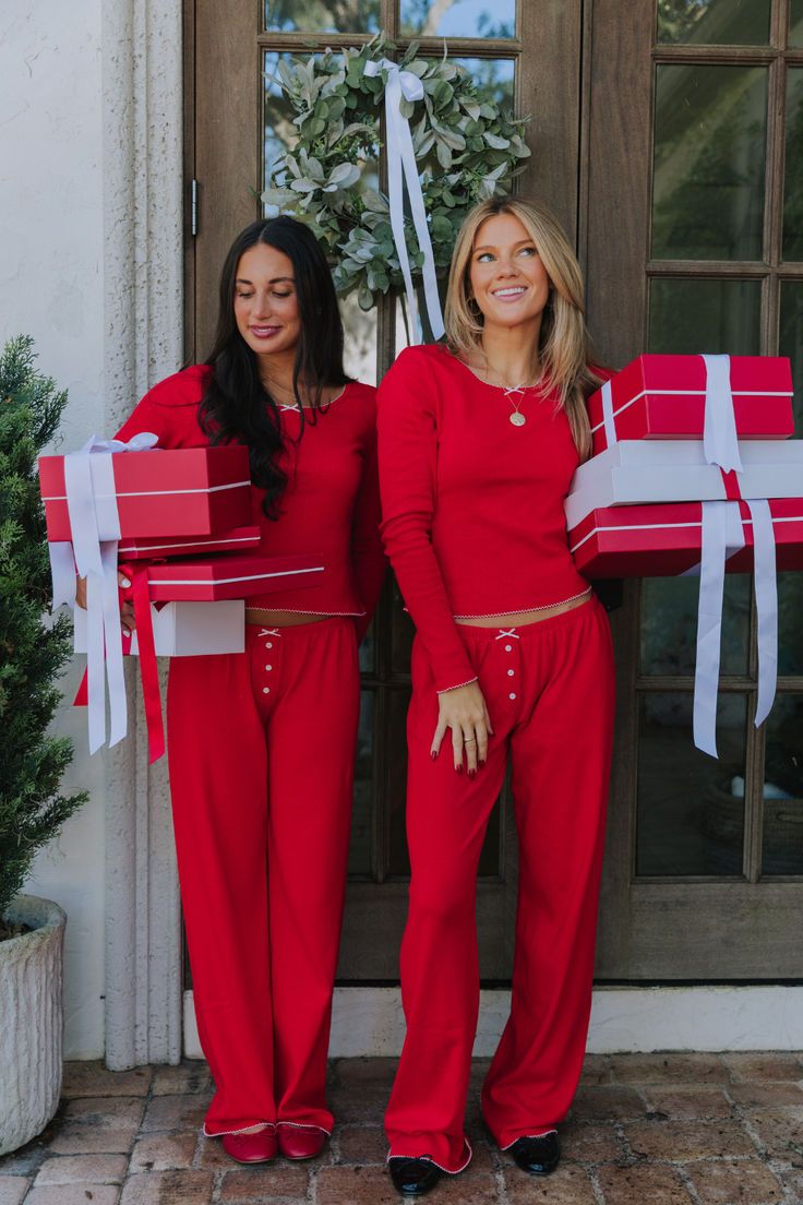 your sign to buy a new pj set rn!! Baby Bow, Red Fabric, Baby Bows, Pj Sets, Bow Detail, Long Sleeve Shirt, Sleeve Shirt, Pajamas, Long Sleeve Shirts