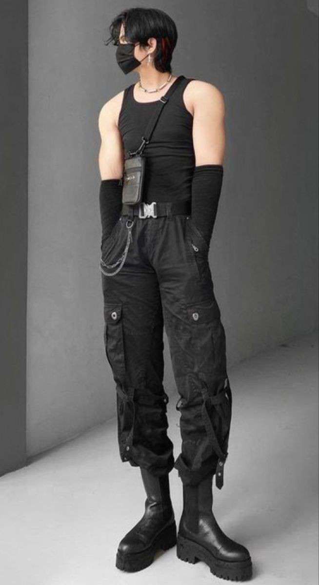 Techwear Men, Cyberpunk Outfit, Modern Goth, Gothic Mode, Reference Ideas, Outfit References, Techwear Outfits, Techwear Fashion, Male Clothing