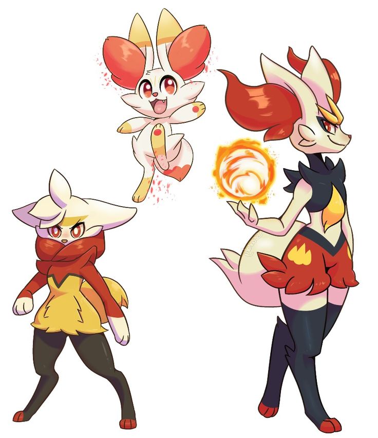 three different types of pokemon characters with red and yellow hair, one in black and the other in white