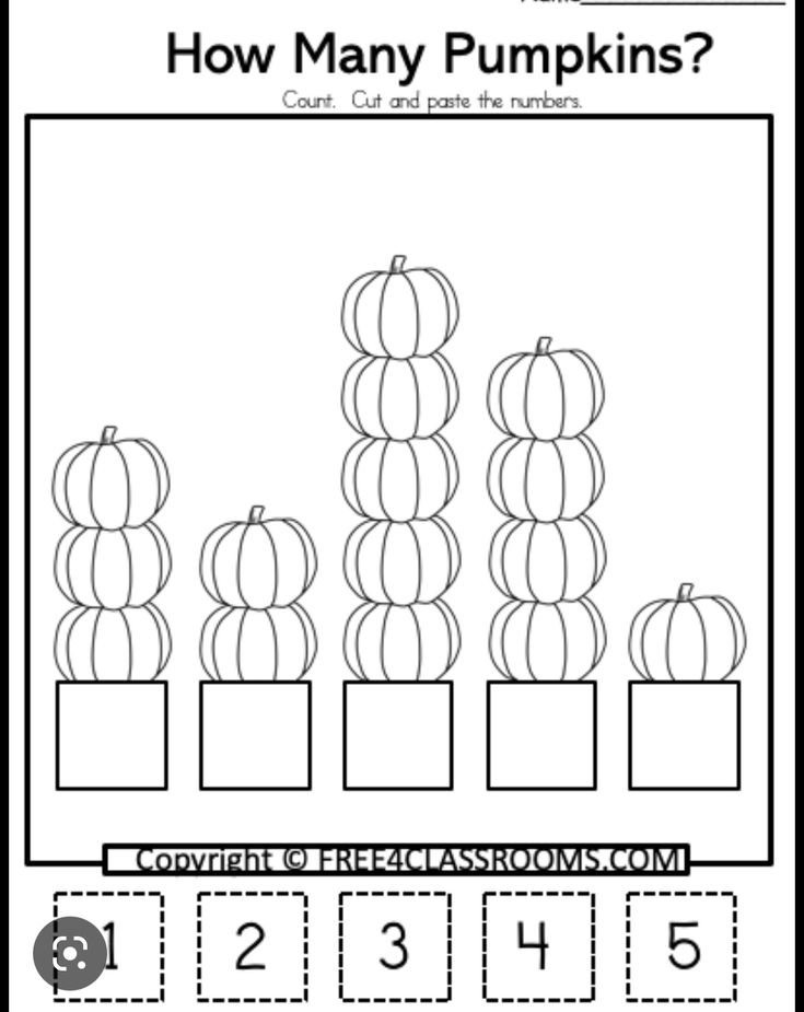 a worksheet showing how many pumpkins are in the same row and which one is