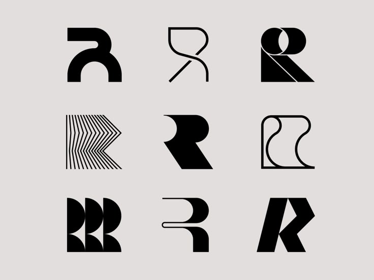 the letters are black and white in different sizes, shapes, and font patterns on a gray background