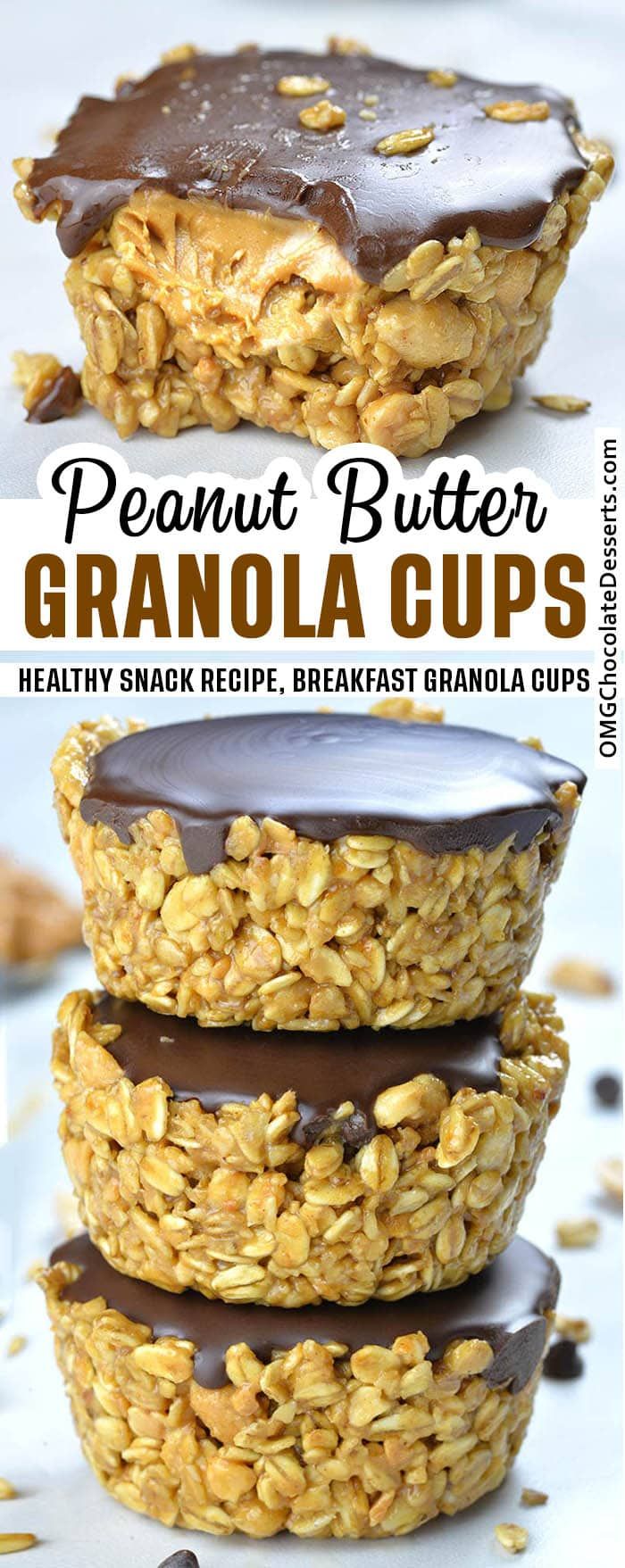 healthy no bake granola cups with chocolate frosting