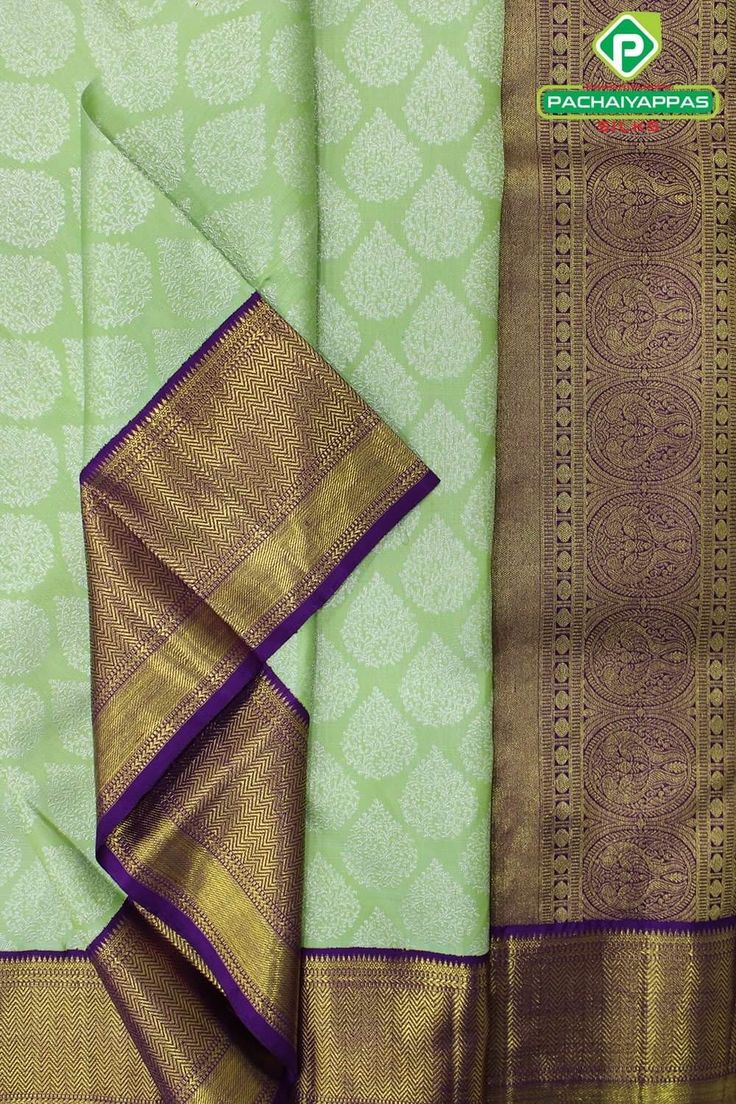 Engagement Sarees, Bride Sarees, Saree Colours, Saree Shoot, South Indian Wedding Saree, Green Sari, Saree Kanchipuram, Purple Border, Latest Silk Sarees