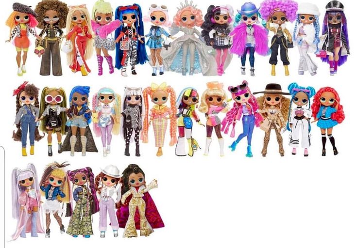 a large group of dolls standing next to each other on a white background with the caption's description below it