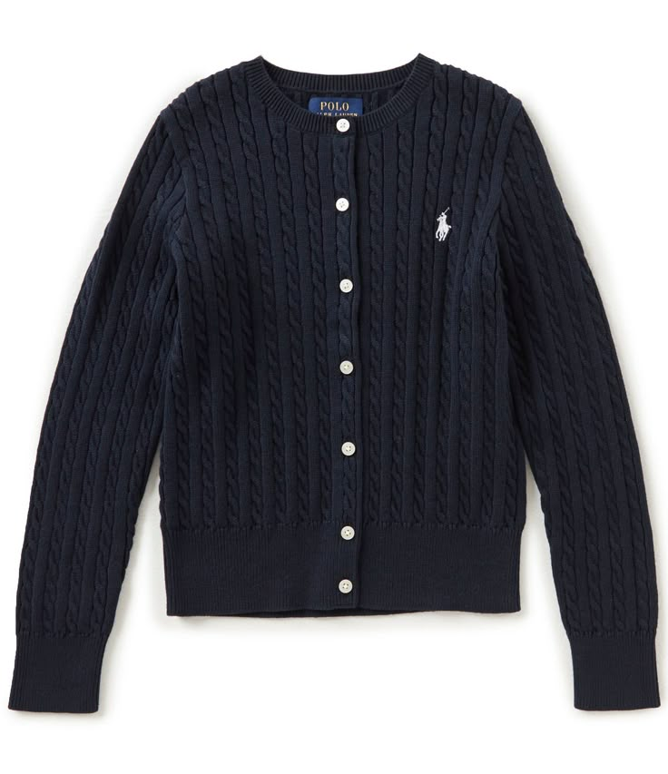 From Polo Ralph Lauren&#x2C; this cardigan features:medium weight&#x2C; cable-knit fabricrib-knit round necklinelong sleeves with rib-knit cuffsbuttoned front placketgrosgrain trim along the under placketsignature embroidered Pony at the left chestrib-knit hemCottonMachine wash; tumble dryImported. Skandinavian Fashion, Life Aesthetic, Ralph Lauren Kids, Stockholm Fashion, Ralph Lauren Outfits, Mode Inspiration, Casual Style Outfits, Knit Hat, Dream Clothes