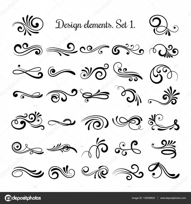 the set of calligraphics for design elements and page decoration stock photo royalty