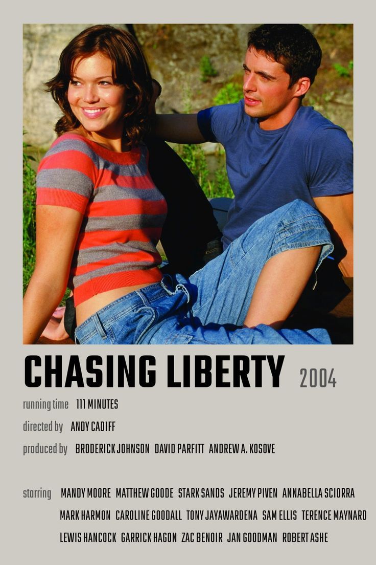 a movie poster for chasing liberty with a man and woman sitting on the ground next to each other