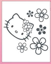 a hello kitty coloring page with flowers