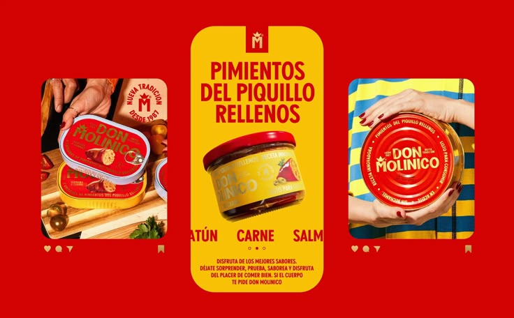 an advertisement for pimentos del pigelloo reliencos on the side of a red wall