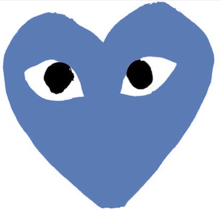 a blue heart with two eyes on it