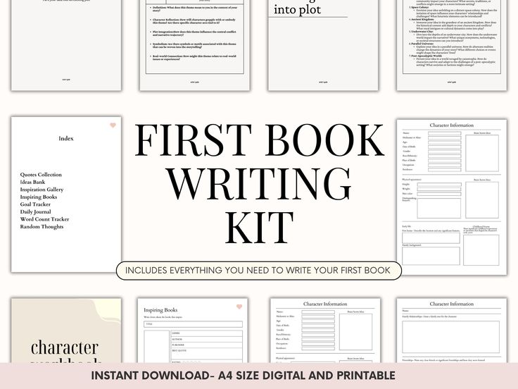 the first book writing kit includes everything you need to write your first book and print it out