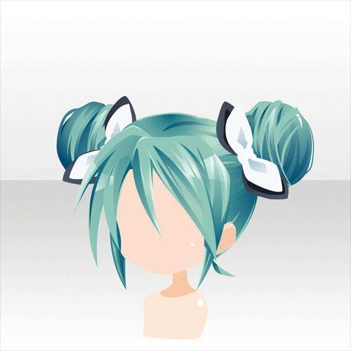 an anime character with green hair and two bows on her head is looking at the camera