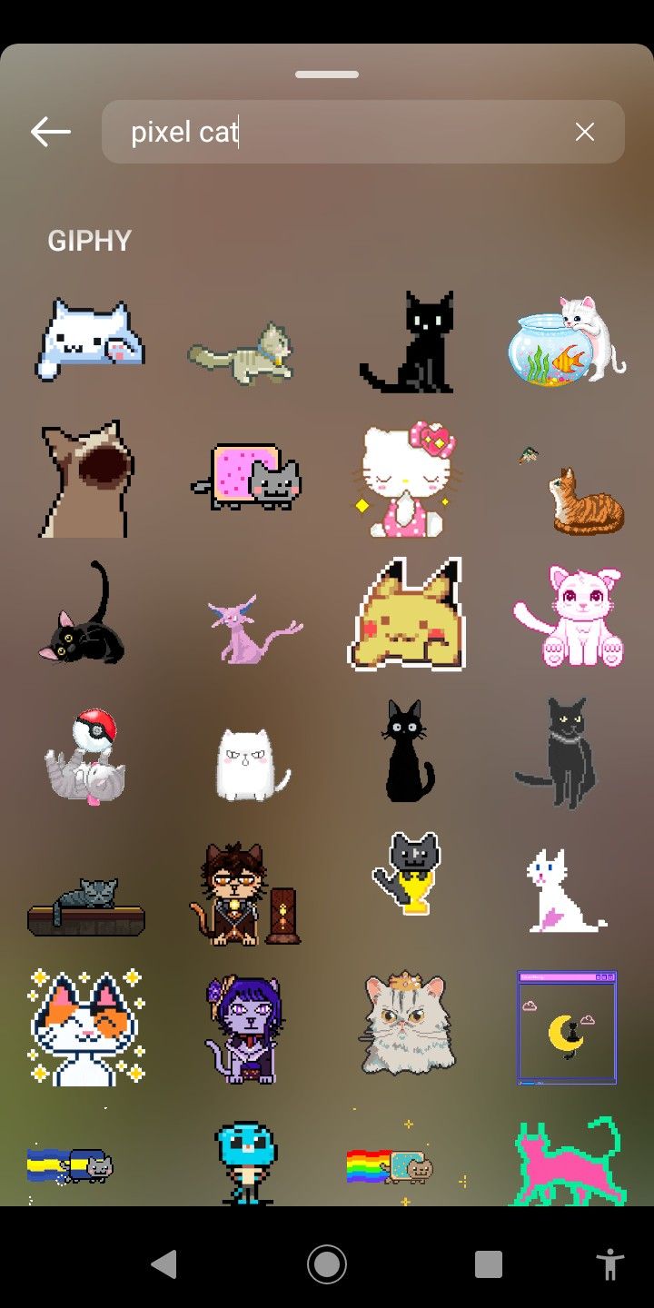 an iphone screen with many different stickers on the back and side of it, including cats