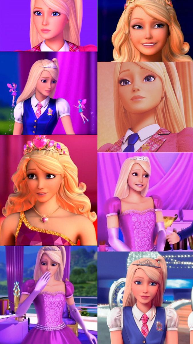 barbie and the princesses in their dresses