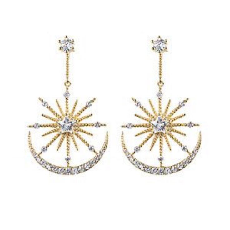 Eye Candy Gold Celestial Cz Crystal Drop Earrings Trending Crystal Earrings Are The Perfect Way To Make A Statement With Your Weekly Style! So Pretty And Dainty. New With Tags. Celestial Cubic Zirconia Crystal Drop Earrings - Pushback Closure - Approx. 2" Length. 18k Gold Plated Brass. Have A Question? Just Ask! Offers Welcome Bundle Items For A Discount! Grandmother Jewelry, Shopping Gifts, Blog Art, Candy Jewelry, Crystal Drop Earrings, Crystal Drop, Gold Earrings Dangle, Bijoux Diy, Stunning Jewellery