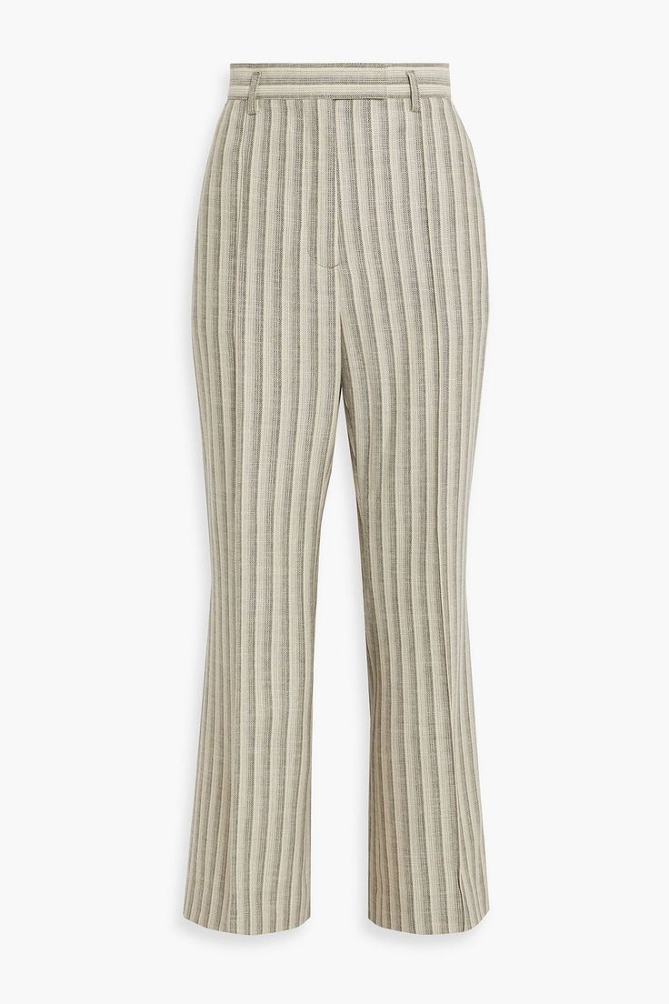 Striped Flare Pants, Pants For Woman, Tweed Pants, Acne Studio, Womens Tweed, Beige Pants, Bootcut Pants, Flared Pants, Pocket Belt